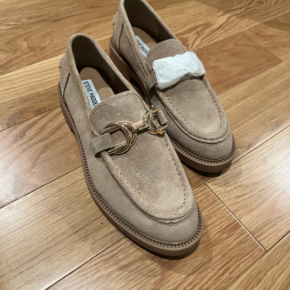 Steve Madden Women's Taupe Suede Bit Loafers